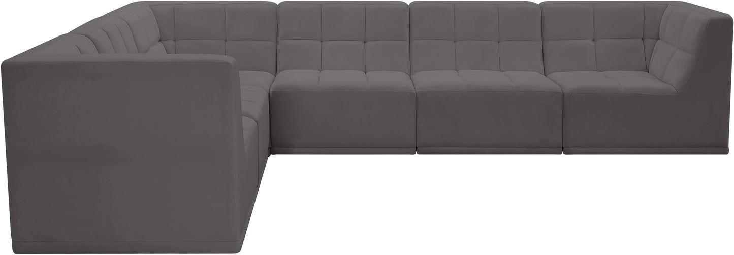 destiny grey velvet modular sectional sec6a