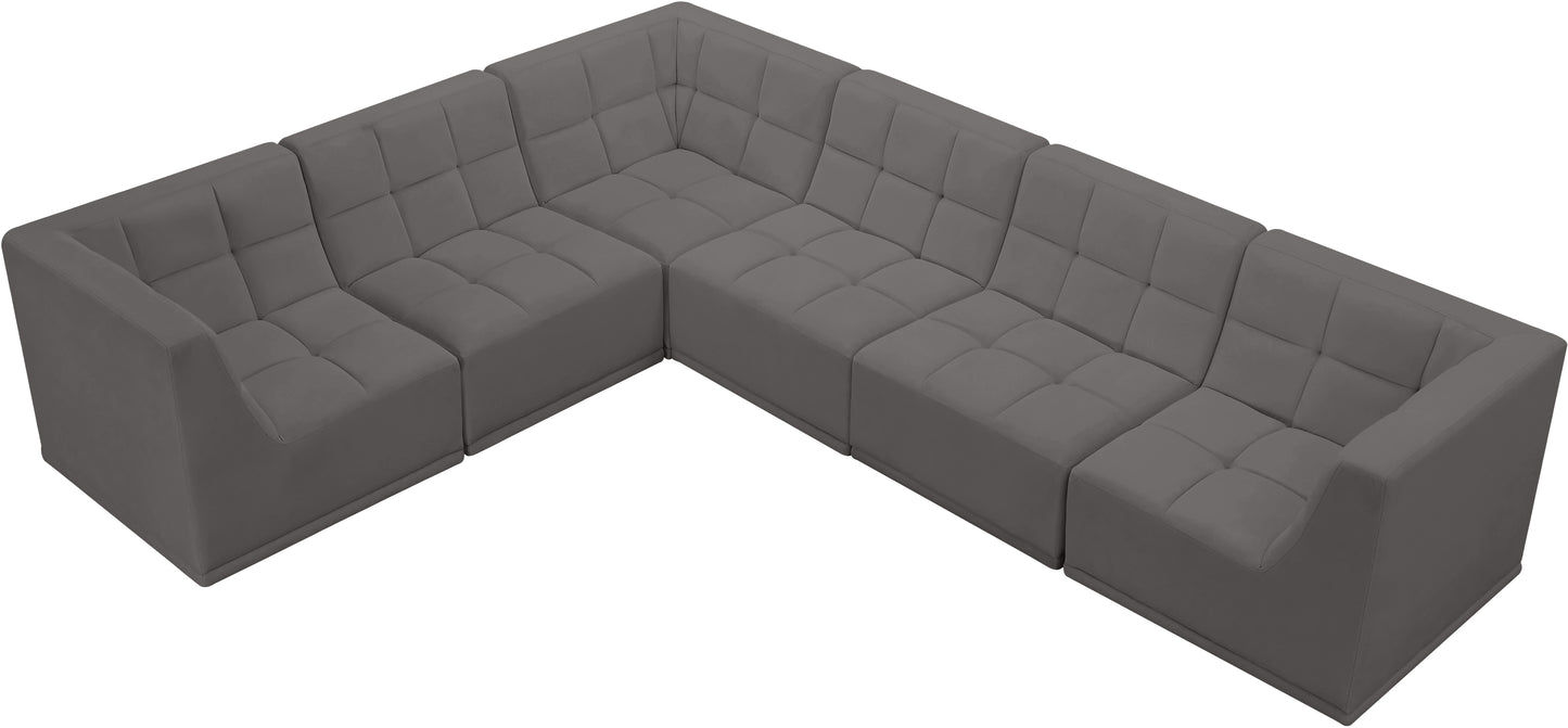 destiny grey velvet modular sectional sec6a