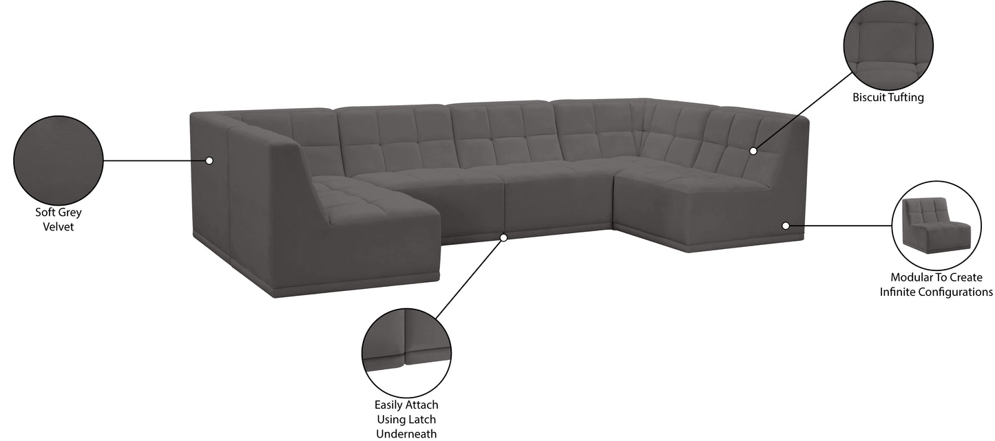 destiny grey velvet modular sectional sec6b