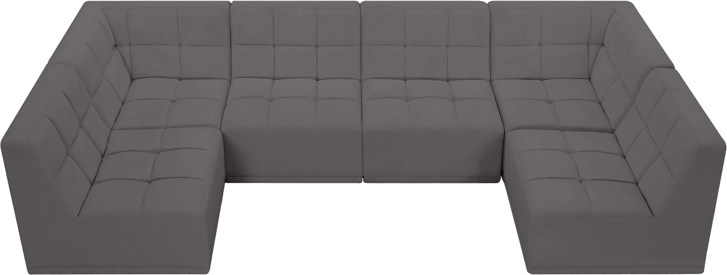 destiny grey velvet modular sectional sec6b