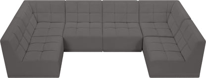 Destiny Grey Velvet Modular Sectional Sec6B