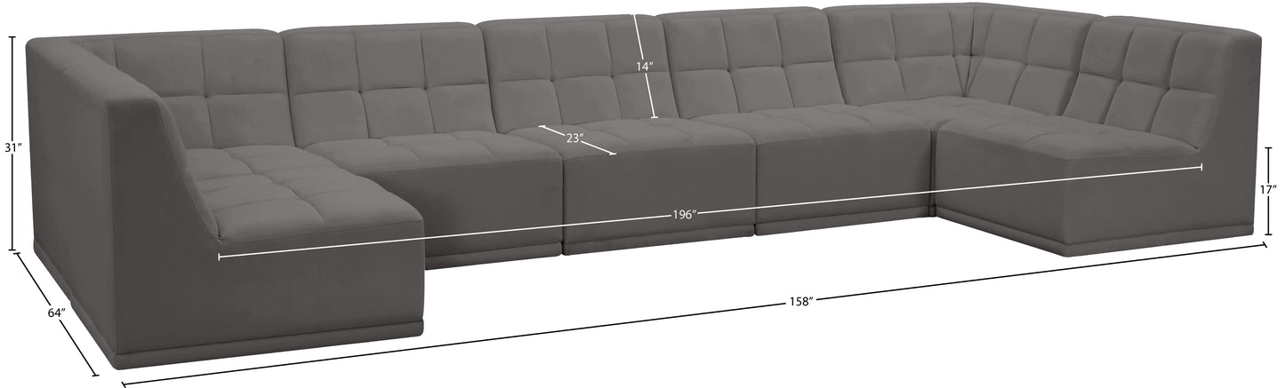 destiny grey velvet modular sectional sec7a