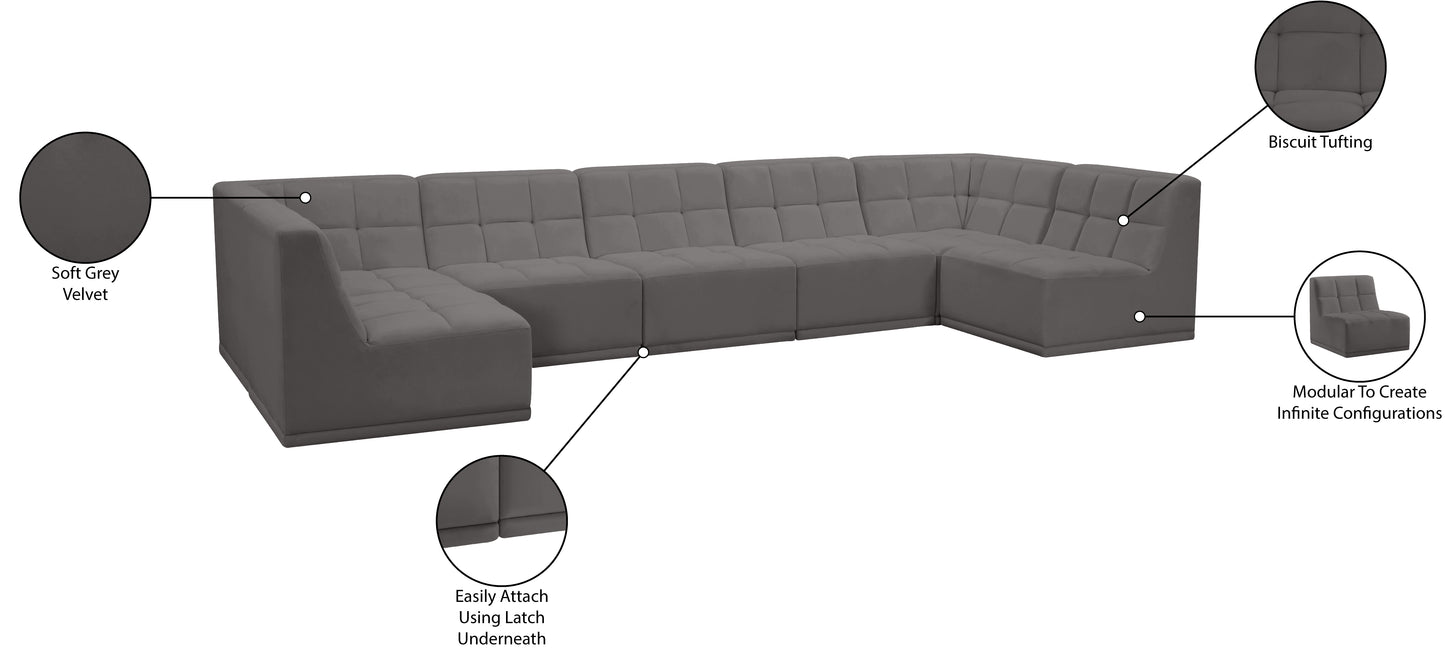 destiny grey velvet modular sectional sec7a