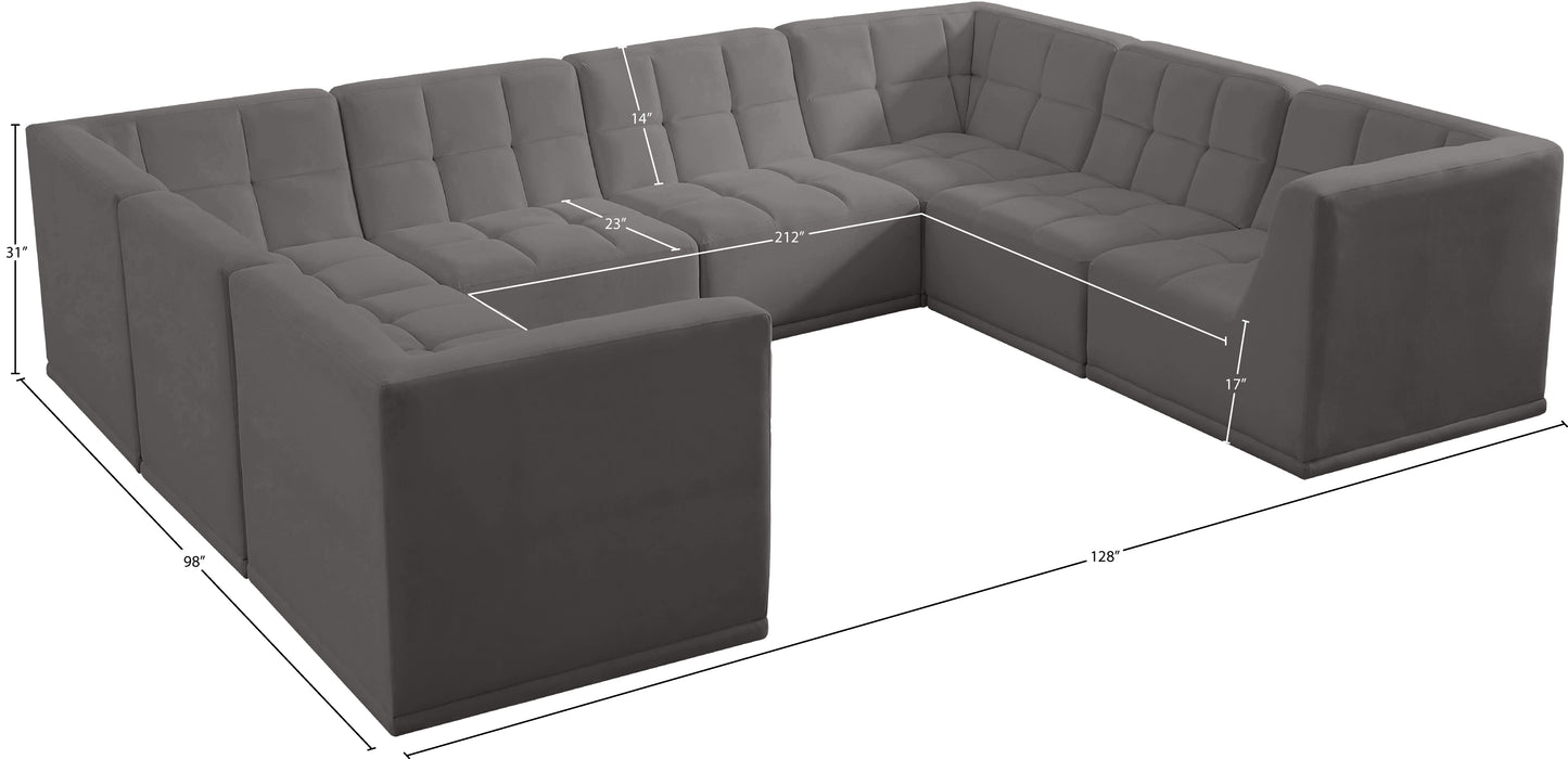 destiny grey velvet modular sectional sec8a