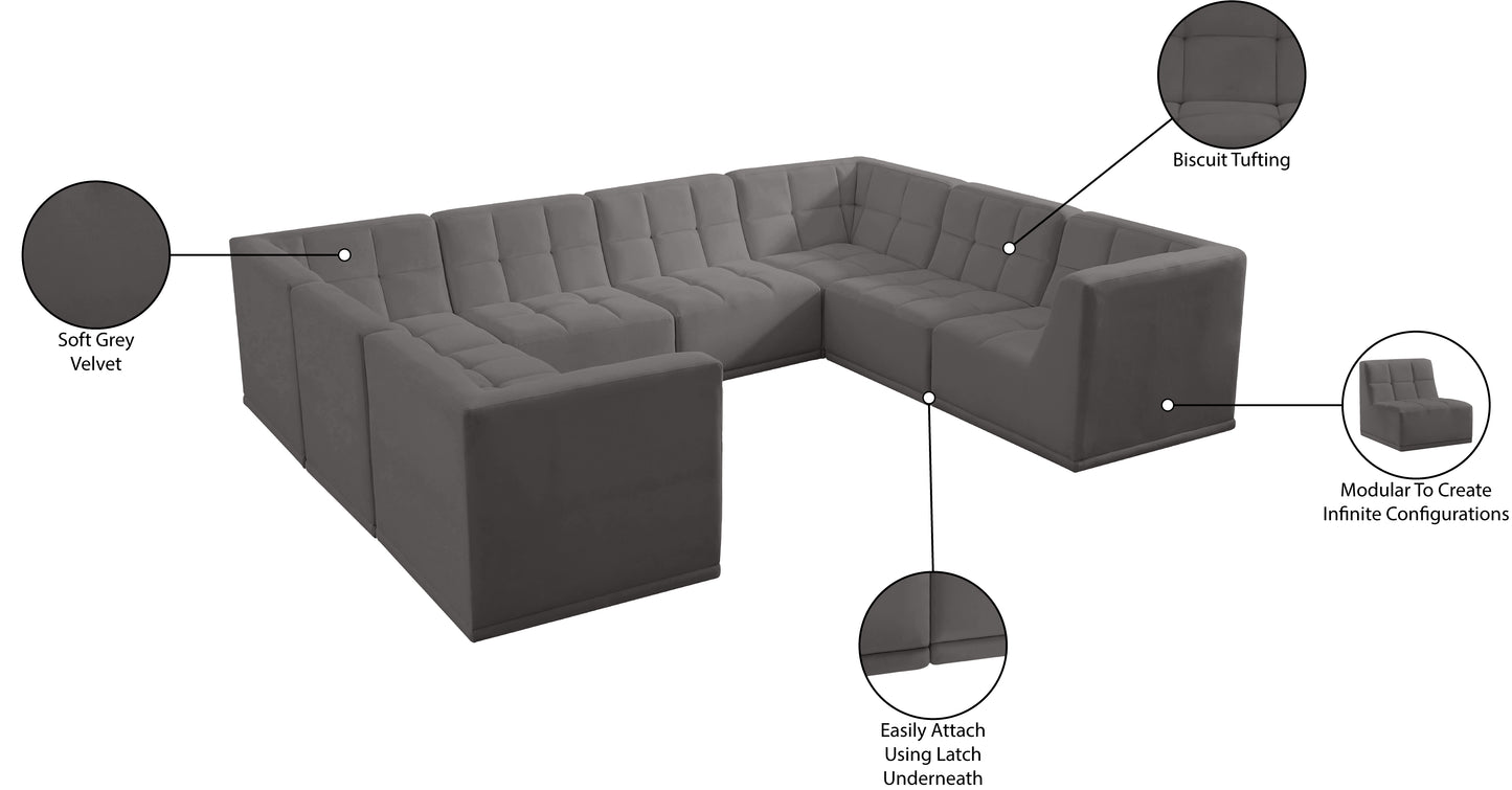 destiny grey velvet modular sectional sec8a