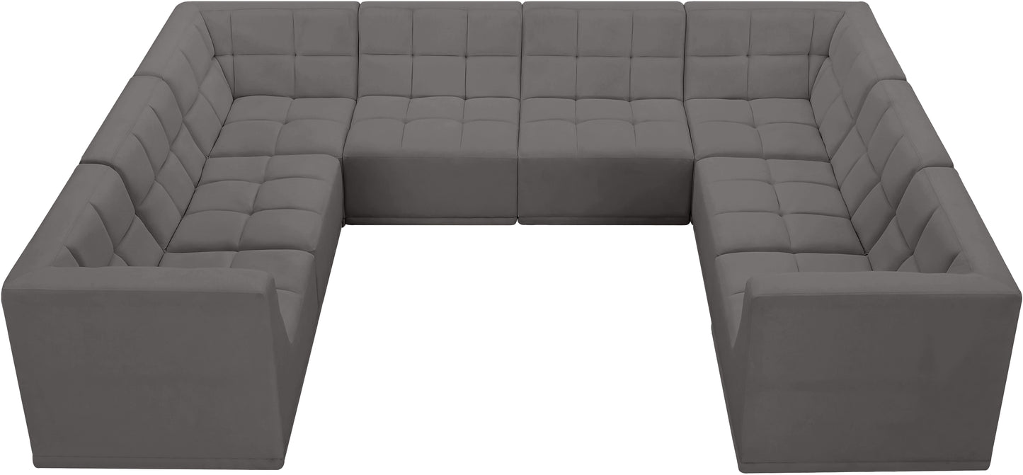 destiny grey velvet modular sectional sec8a