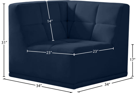 Destiny Navy Velvet Corner Chair Corner