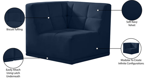 Destiny Navy Velvet Corner Chair Corner