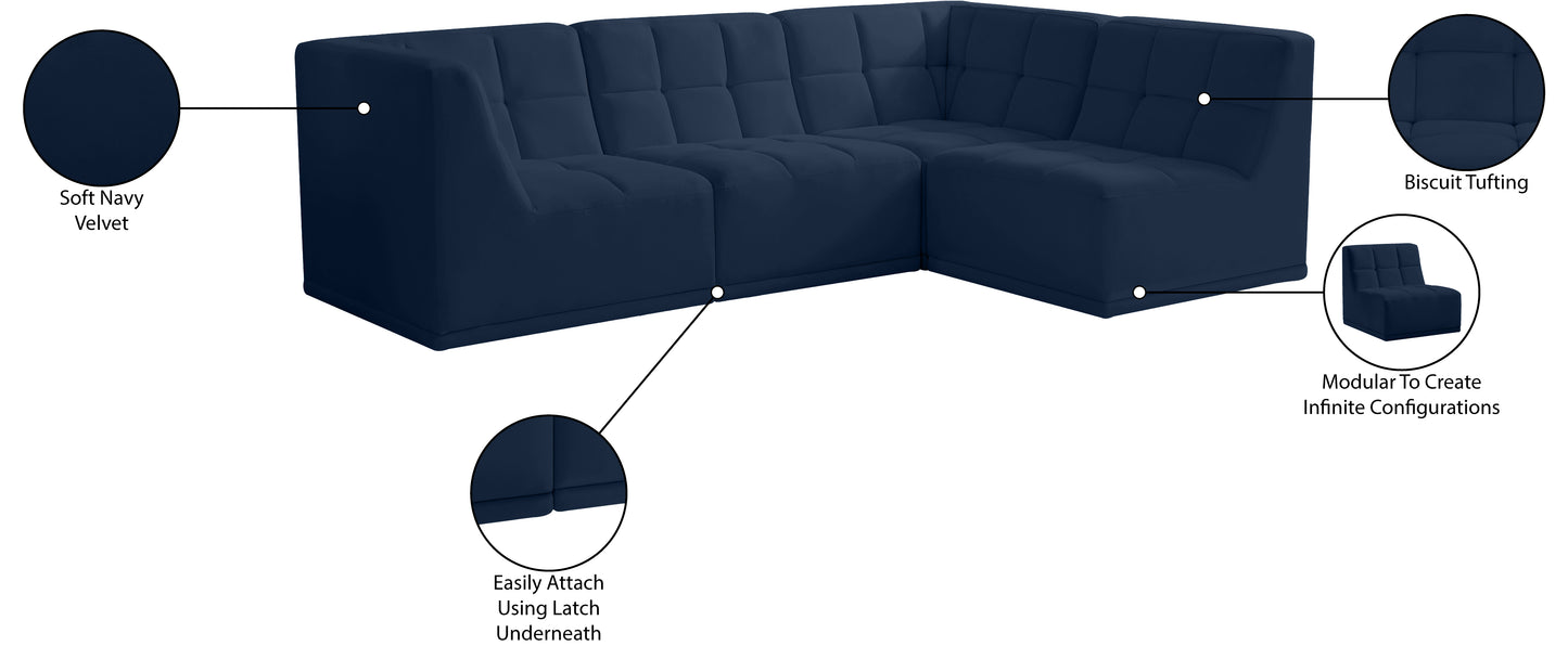 destiny navy velvet modular sectional sec4a