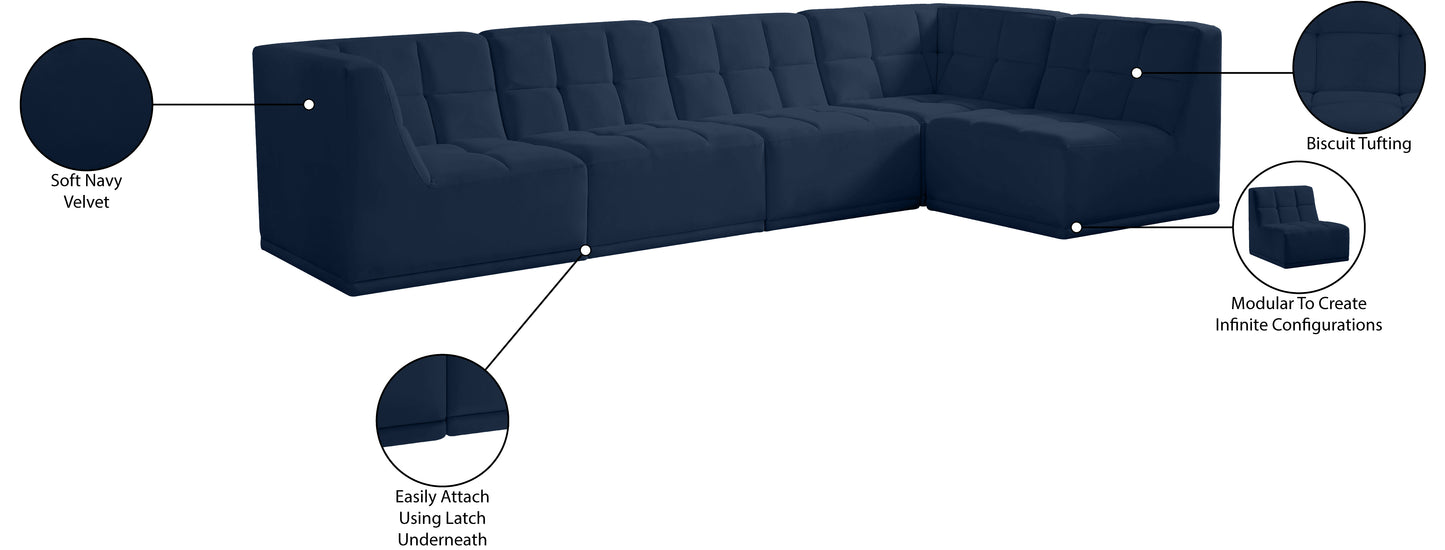 destiny navy velvet modular sectional sec5a