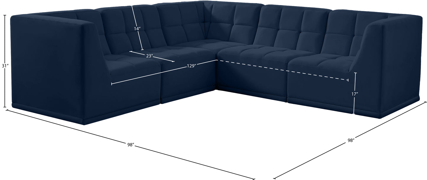 destiny navy velvet modular sectional sec5b