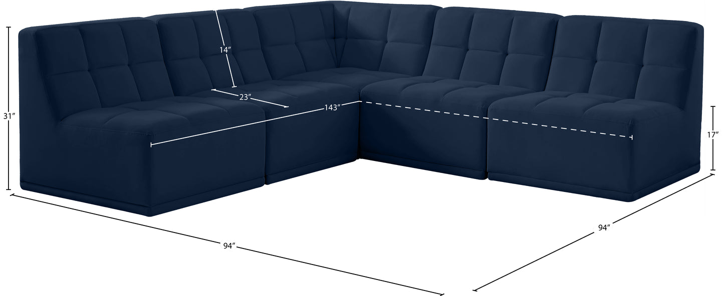 destiny navy velvet modular sectional sec5c