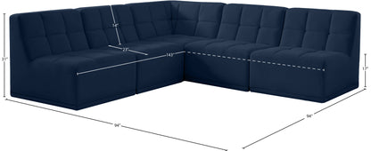 Destiny Navy Velvet Modular Sectional Sec5C