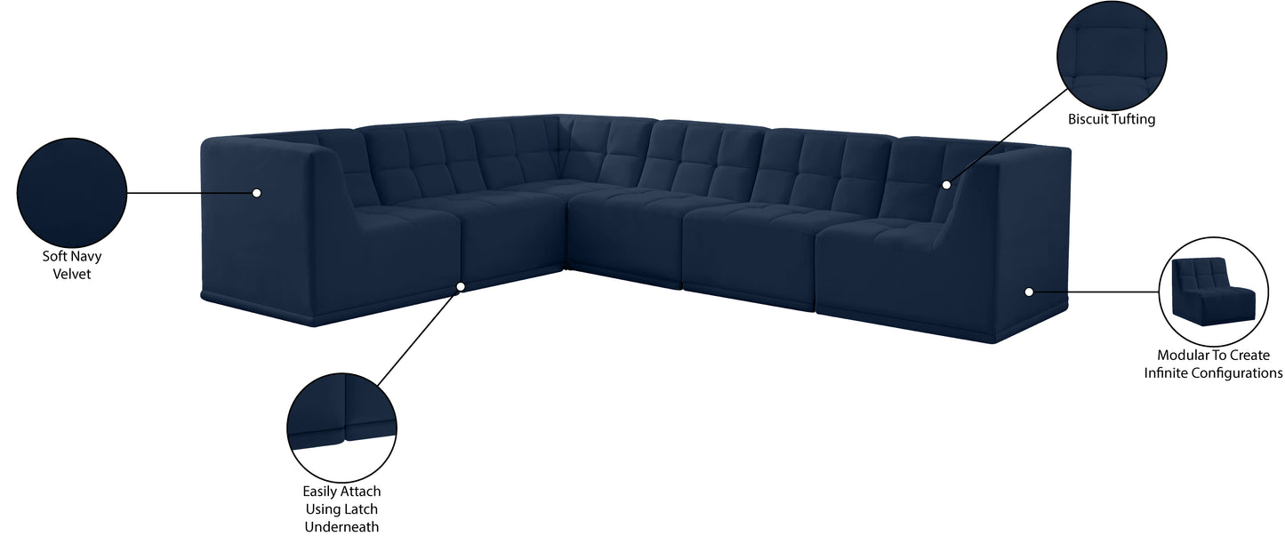 destiny navy velvet modular sectional sec6a