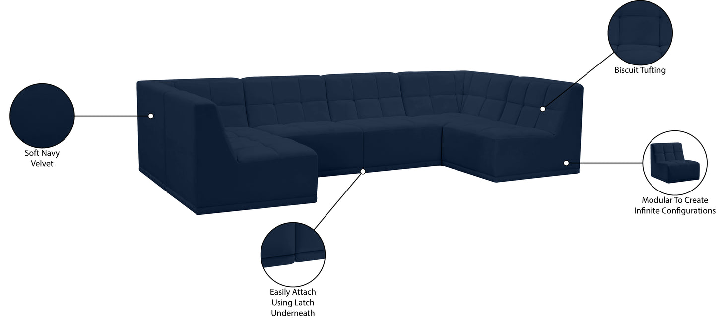 destiny navy velvet modular sectional sec6b