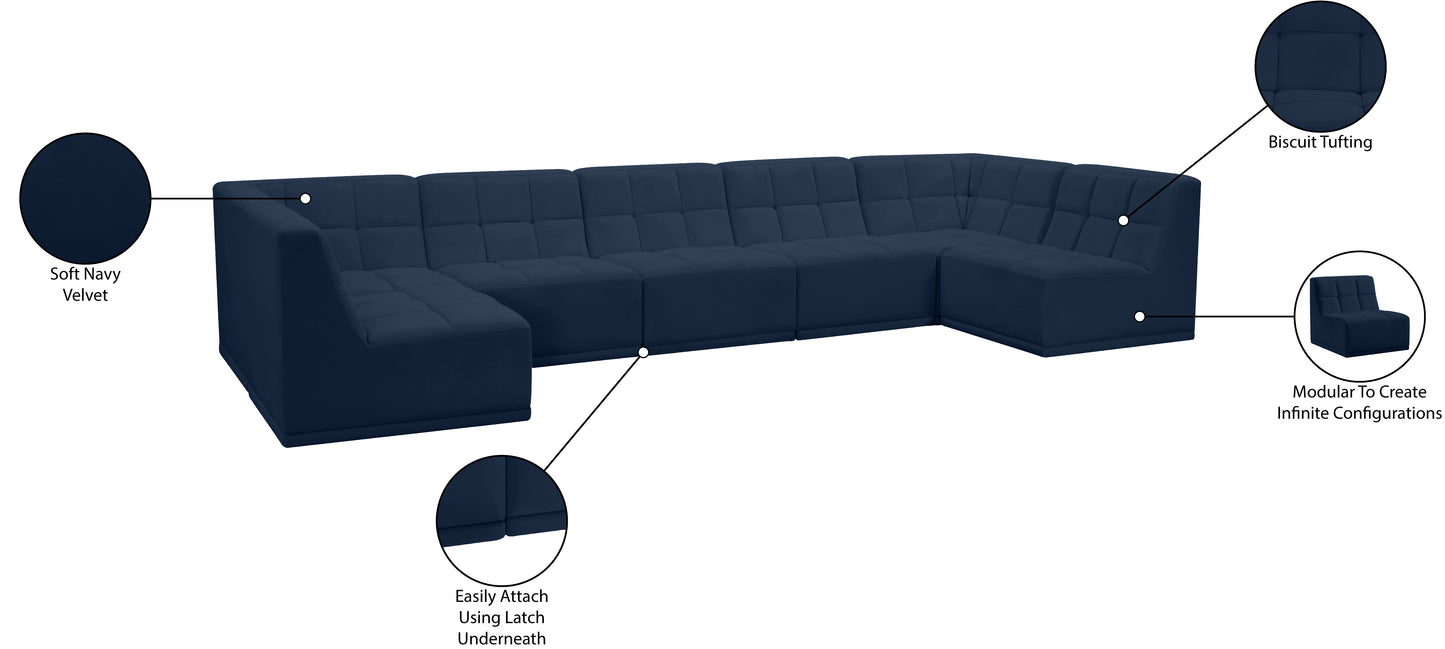 destiny navy velvet modular sectional sec7a