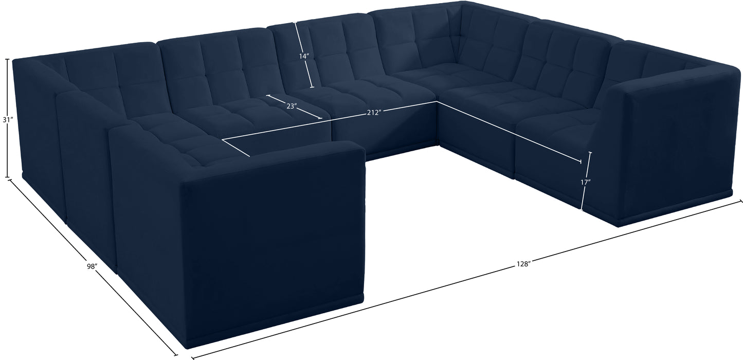 destiny navy velvet modular sectional sec8a