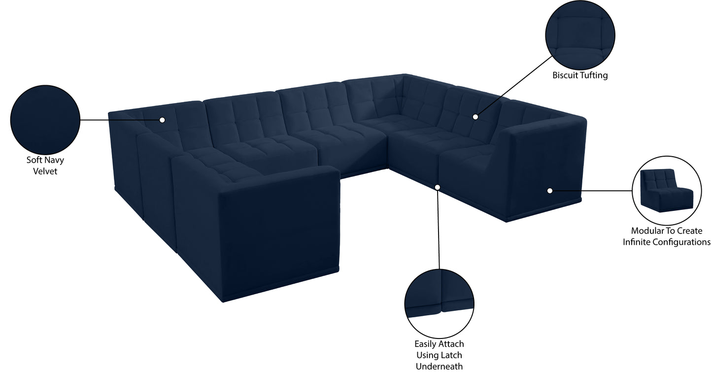 destiny navy velvet modular sectional sec8a