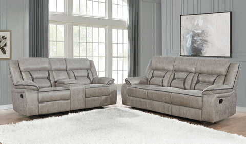 Zara 2-piece Upholstered Reclining Sofa Set TaupeTaupe