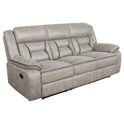 Zara Upholstered Motion Reclining Sofa TaupeTaupe