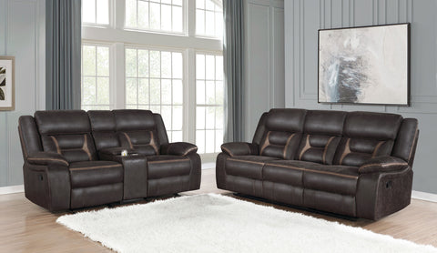 Zara 2-piece Upholstered Reclining Sofa Set BrownBrown
