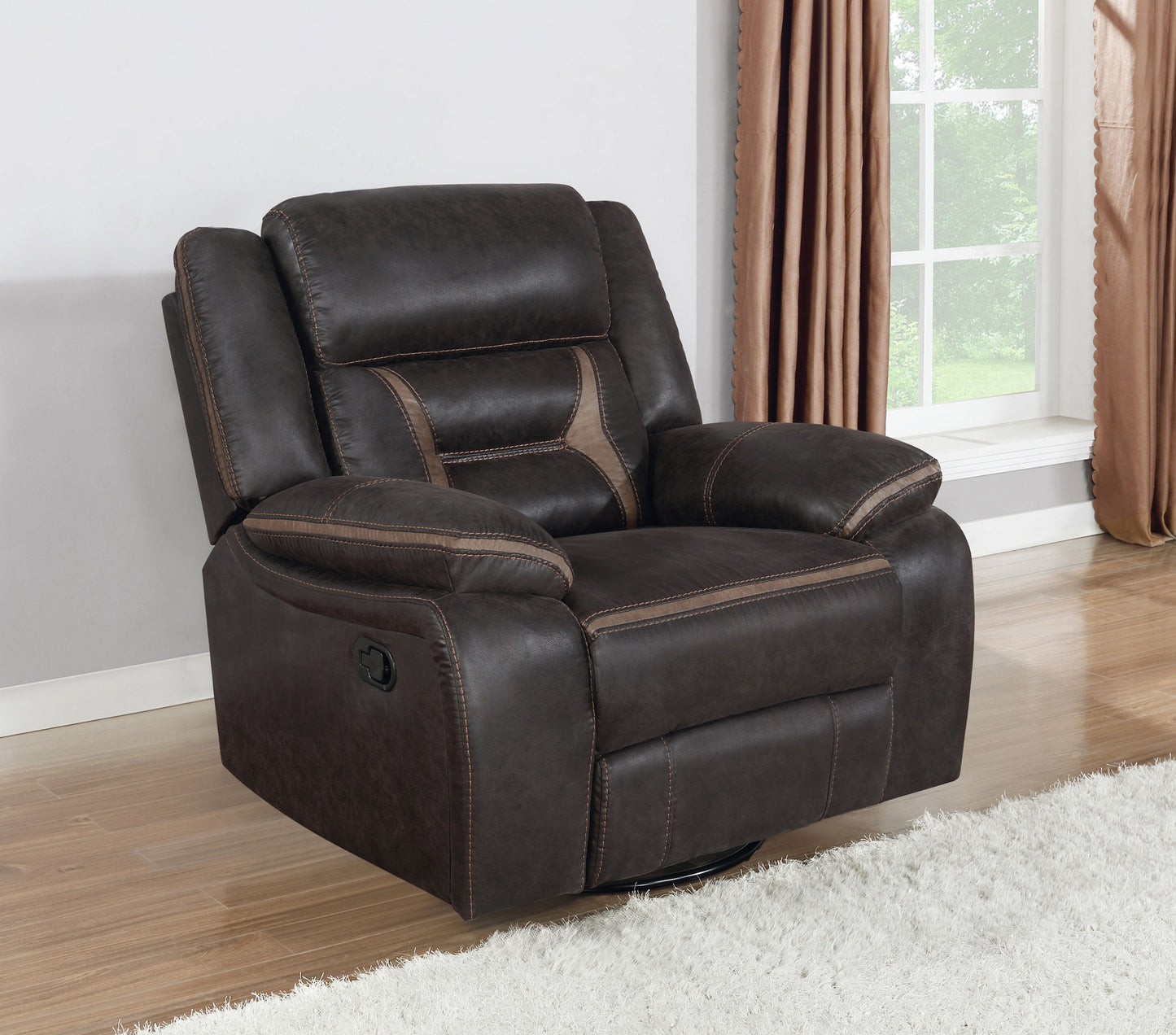 zara upholstered swivel glider recliner chair brownbrown