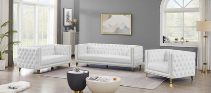 Alexander White Faux Leather Sofa S