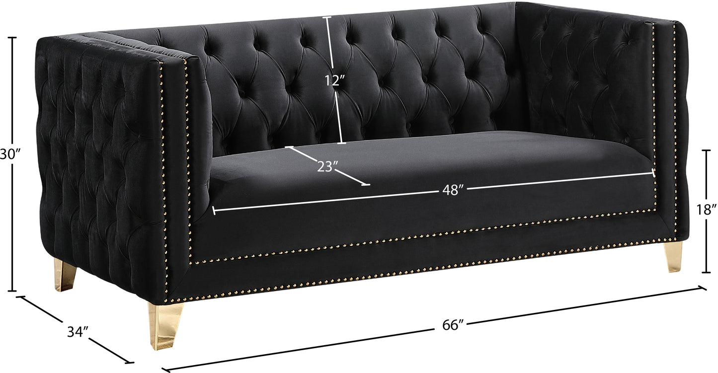 alexander black velvet loveseat l