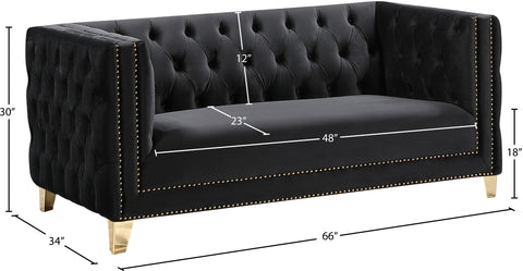 Alexander Black Velvet Loveseat L