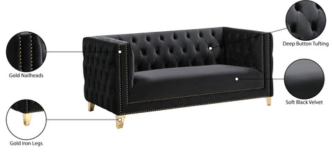 Alexander Black Velvet Loveseat L