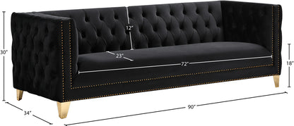 Alexander Black Velvet Sofa S