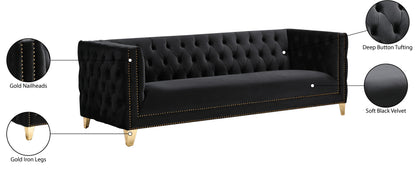 Alexander Black Velvet Sofa S