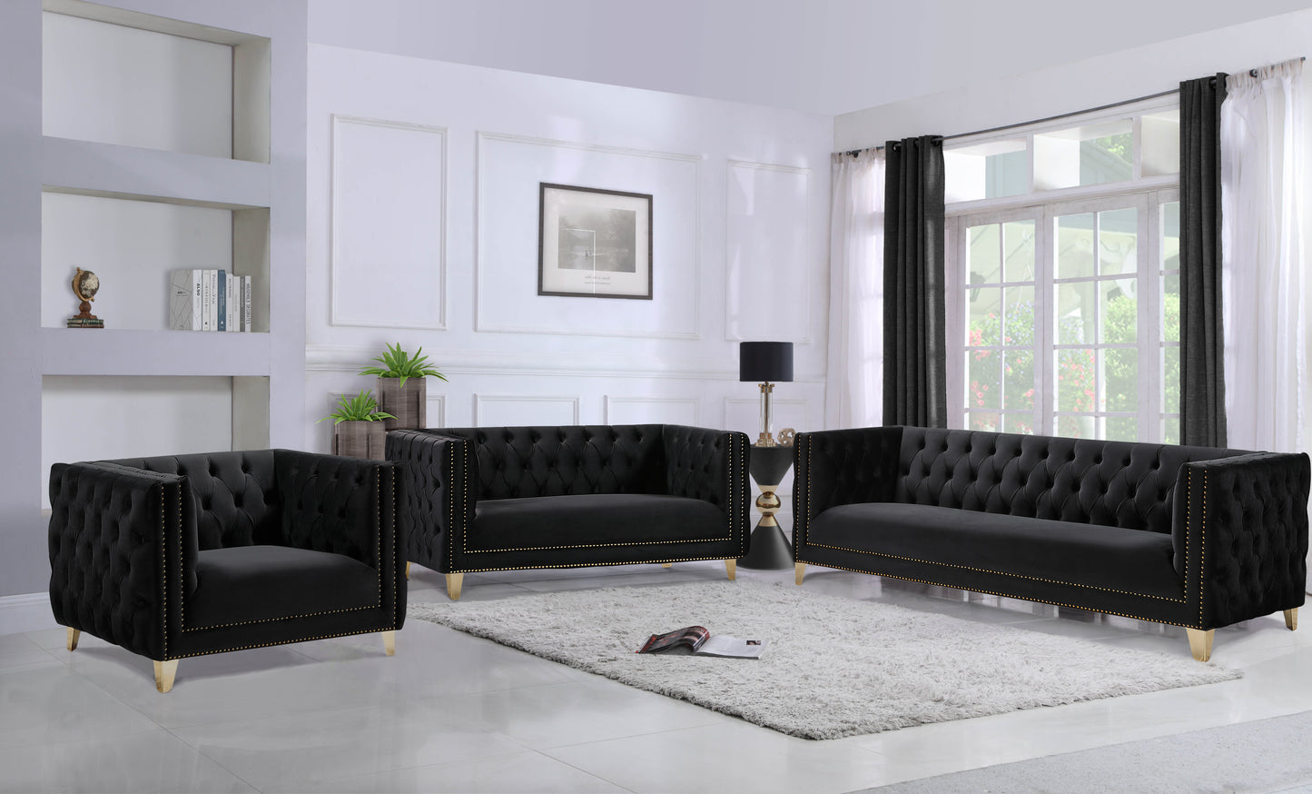 alexander black velvet sofa s