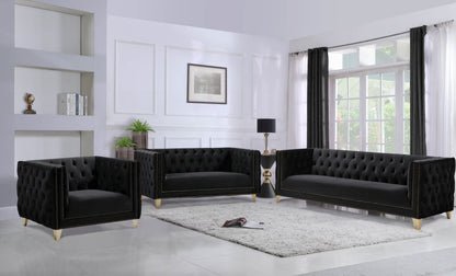 Alexander Black Velvet Sofa S