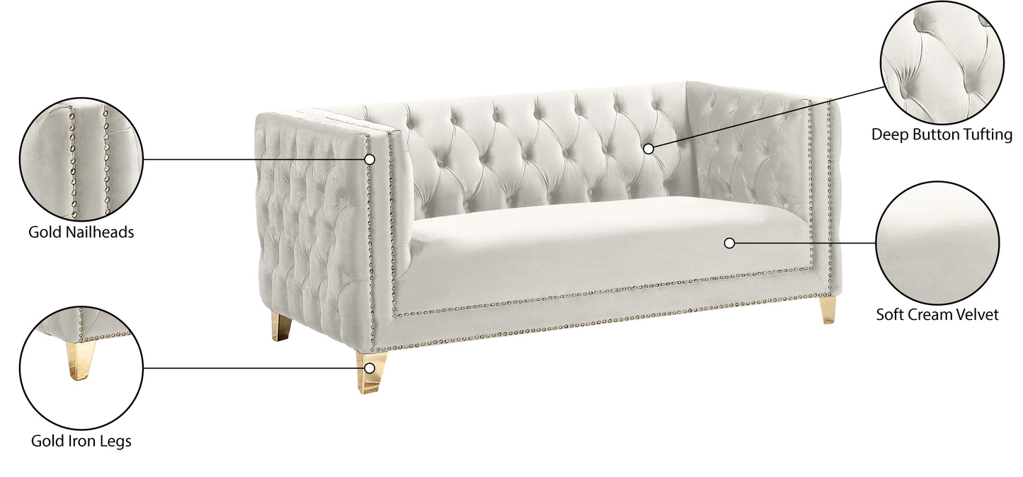 alexander cream velvet loveseat l