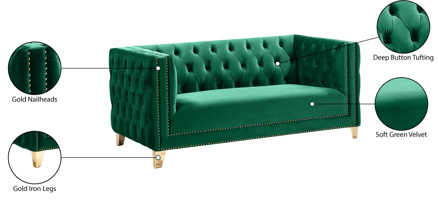 alexander green velvet loveseat l