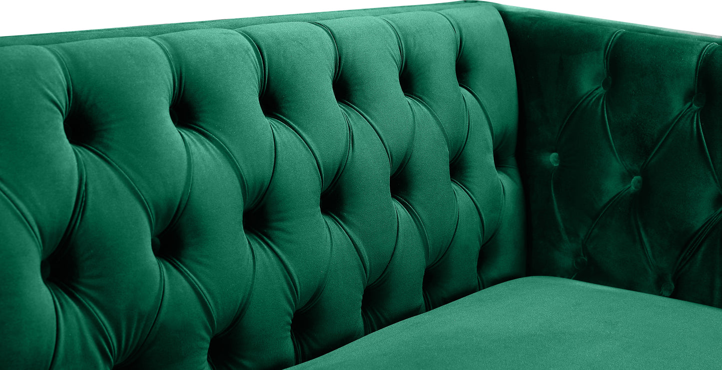 alexander green velvet loveseat l