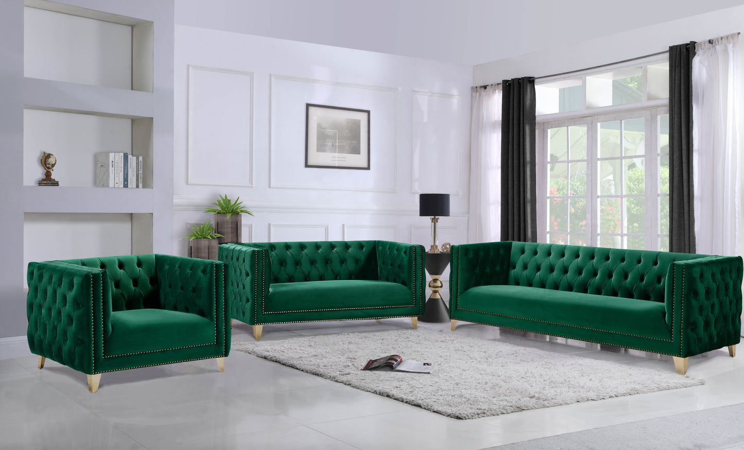 alexander green velvet loveseat l