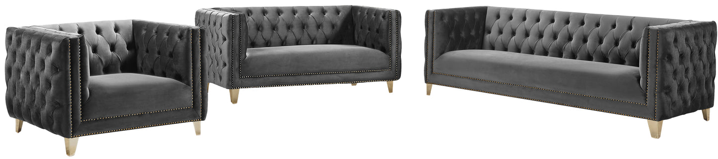 alexander grey velvet loveseat l