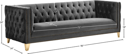 Alexander Grey Velvet Sofa S