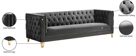 Alexander Grey Velvet Sofa S