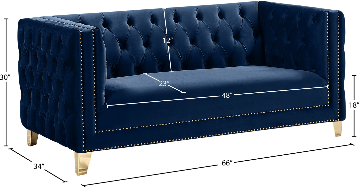 alexander navy velvet loveseat l