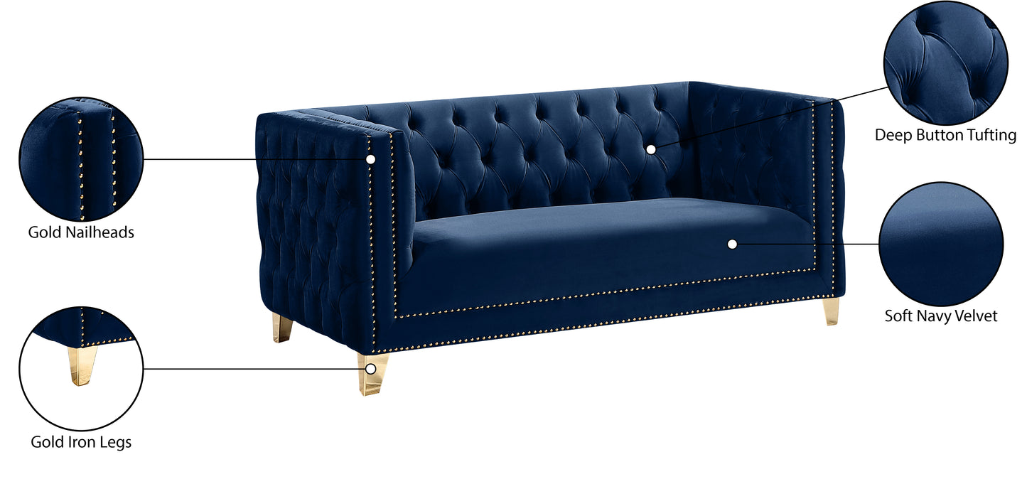 alexander navy velvet loveseat l