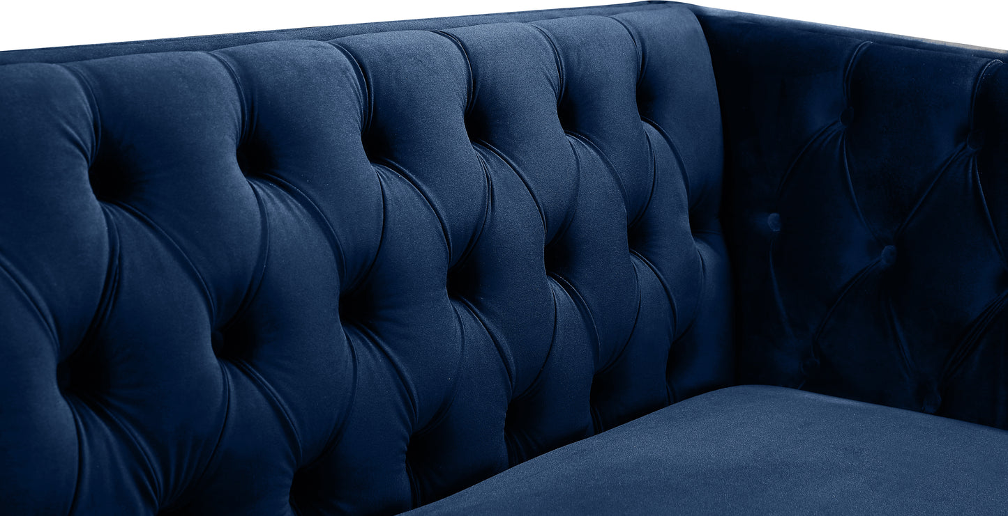 alexander navy velvet loveseat l