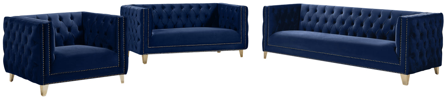 alexander navy velvet loveseat l