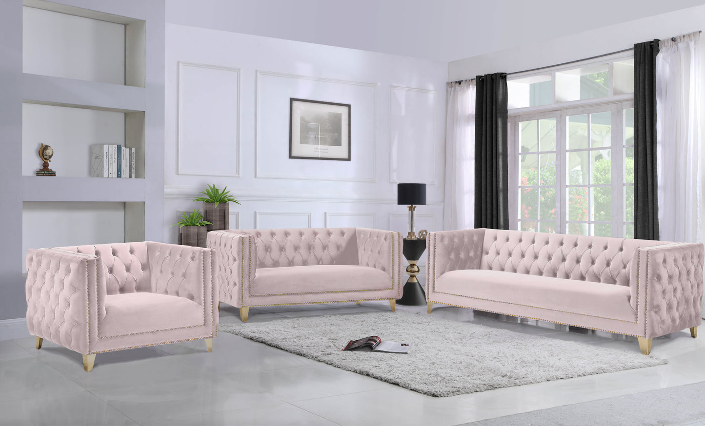 alexander pink velvet loveseat l