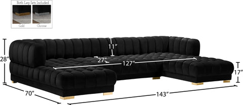 Industry Black Velvet 3pc. Sectional (3 Boxes) Sectional