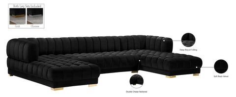 Industry Black Velvet 3pc. Sectional (3 Boxes) Sectional