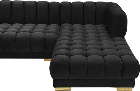 Industry Black Velvet 3pc. Sectional (3 Boxes) Sectional
