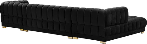 Industry Black Velvet 3pc. Sectional (3 Boxes) Sectional